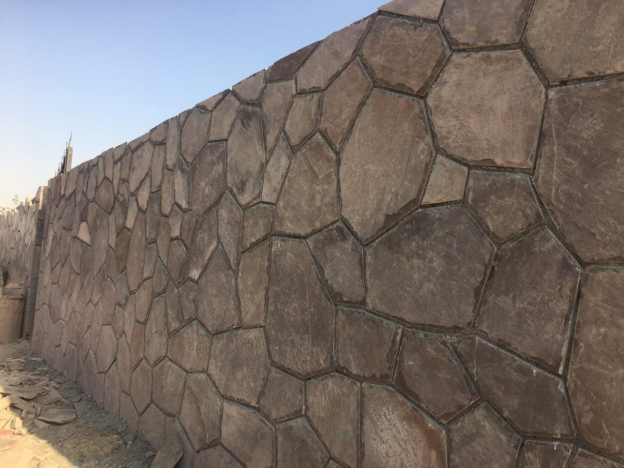 نمای دیوار به صورت فرزی ، نمای ساختمان ، پیمانکاری سنگ لاشه