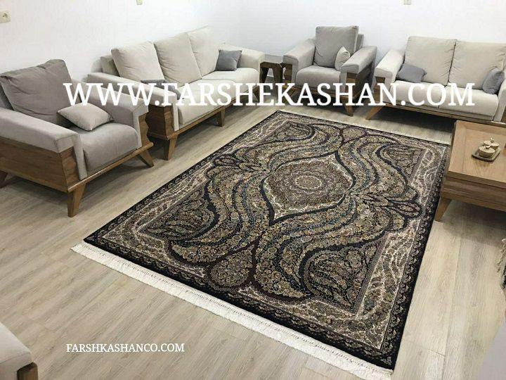 فرش کاشان اریکا سرمه ای
