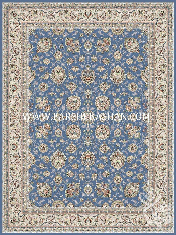فرش قیطران طرح سپیده ابی نقره ای