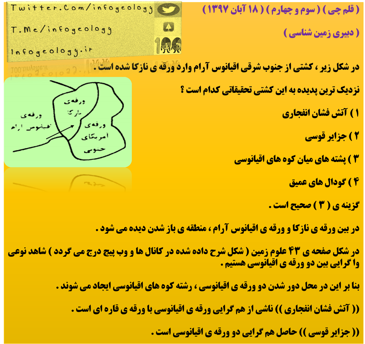 79 - تست در رابطه با پشته های میان کوه های اقیانوسی .