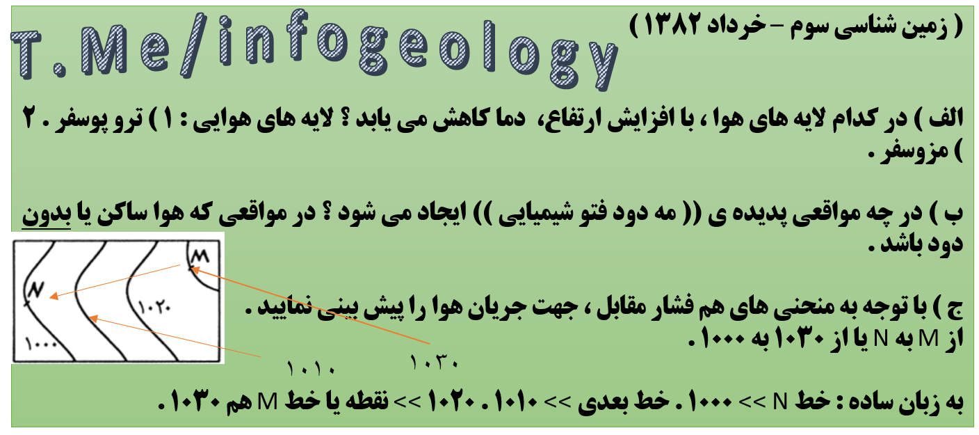 91 - سوال امتحانی زمین شناسی سوم . خرداد 1382 .