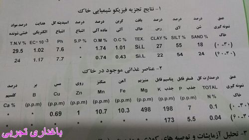 نتیجه آزمایش خاک 