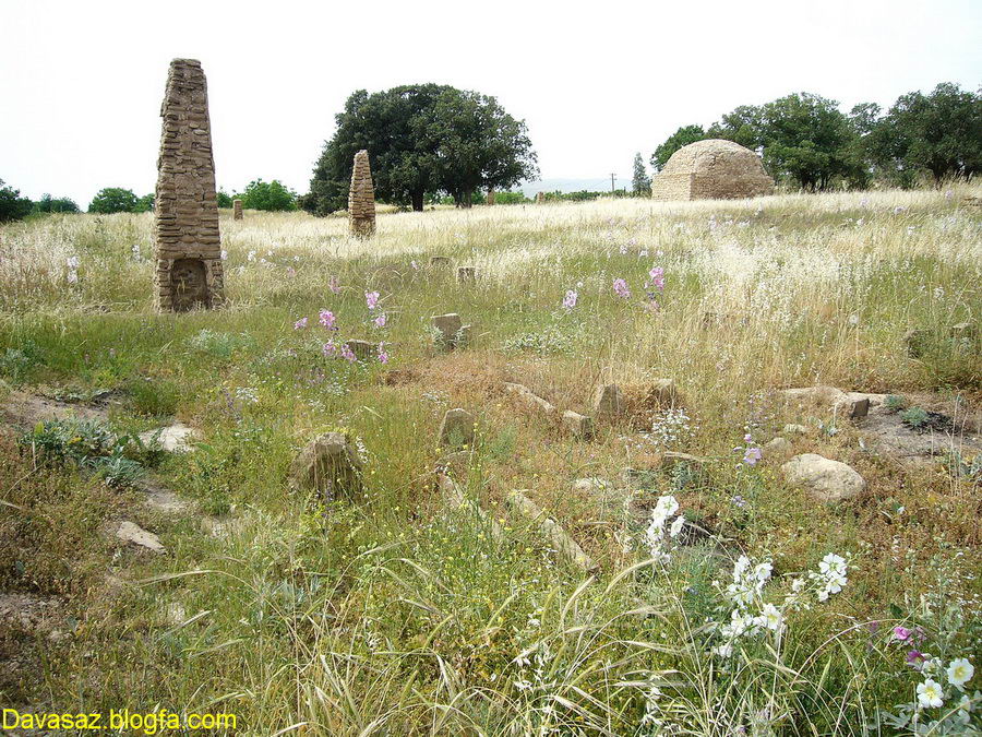 نمايي از قبرستان و تنوع قبور در آن