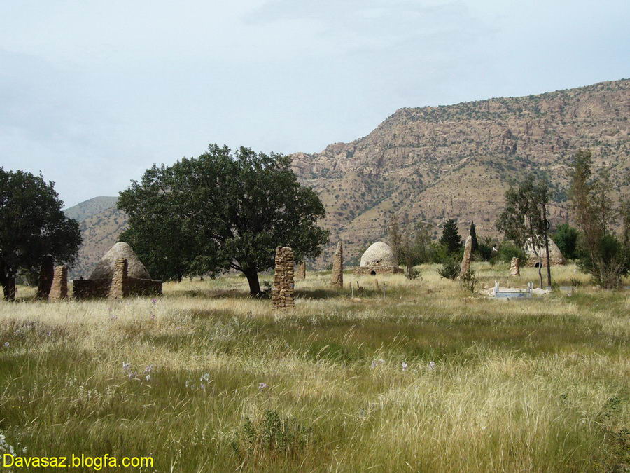 نمايي از قبرستان و تنوع قبور در آن