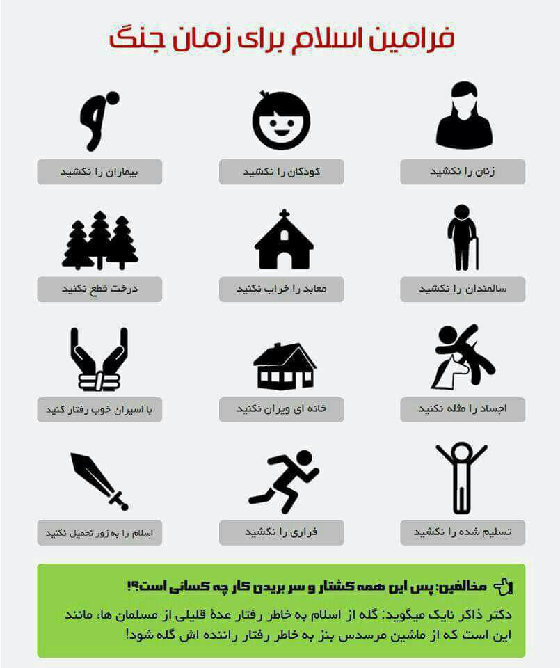 فرامین اسلام برای زمان جنگ + عکس فرامین اسلام برای زمان جنگ + عکس