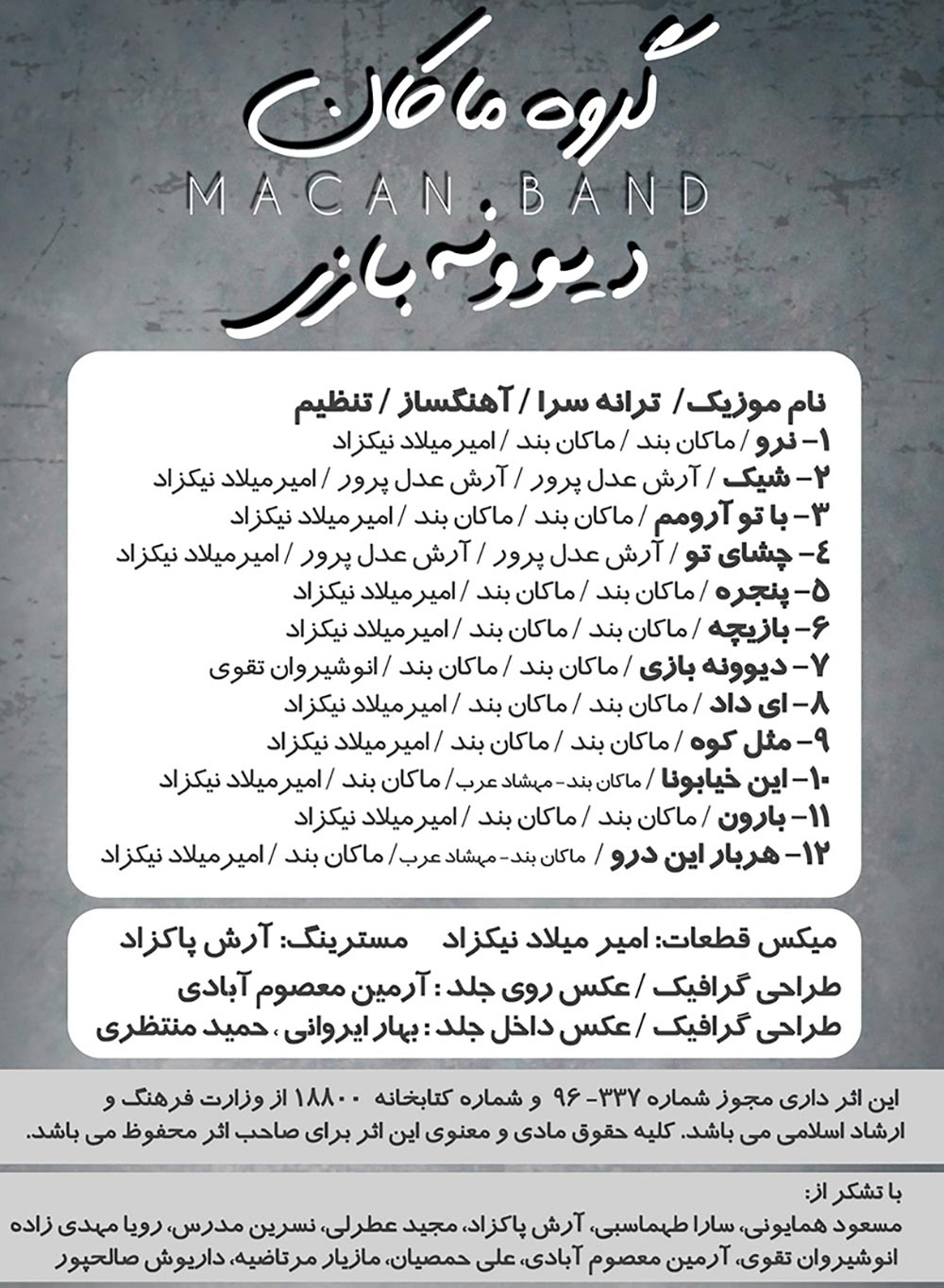 آلبوم موسیقی دیوونه بازی ماکان بند